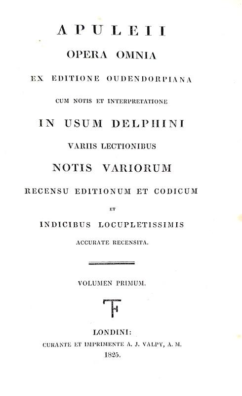 Apuleius - Opera omnia ex editione Oudendorpiana - London 1825 (prima edizione - bella legatura)