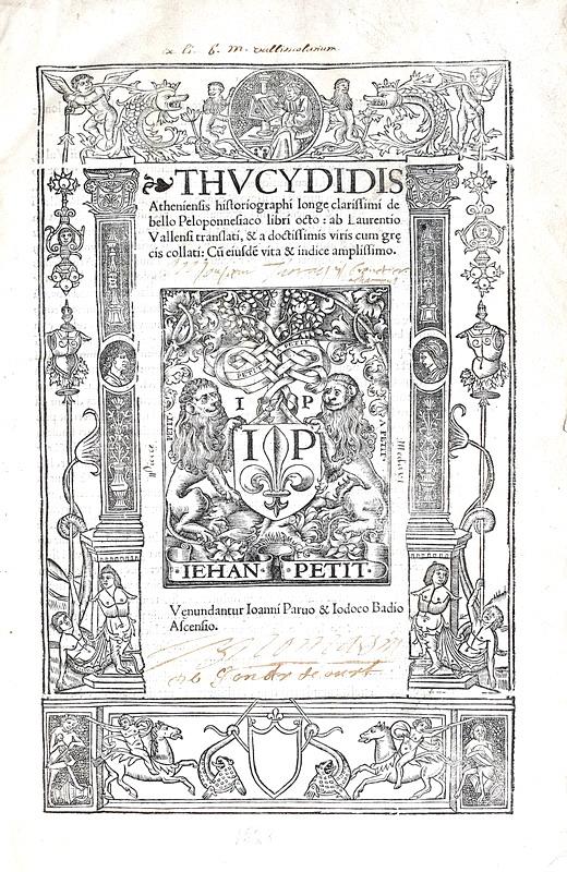 Sparta contro Atene e la Guerra del Peloponneso: Tucidide - De bello Peloponnesiaco  - Paris 1528