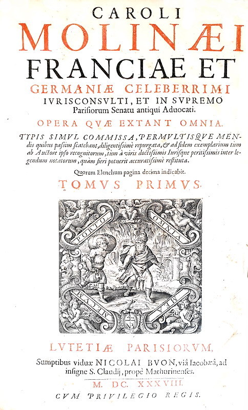 Charles du Moulin - Opera quae extant omnia - Lutetiae Parisiorum 1638 (rara prima edizione)
