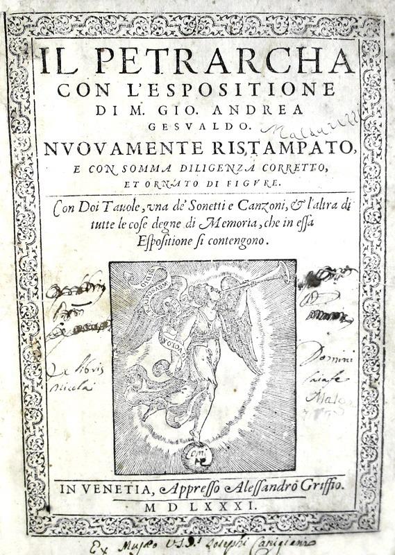 Francesco Petrarca - Canzoni, Sonetti e Trionfi con l'espositione di Gesualdo - 1581 (illustrato)