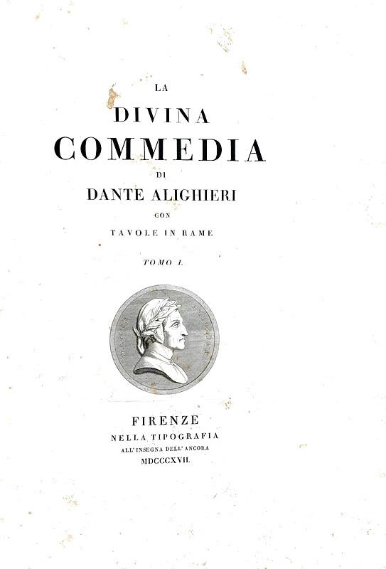 Dante Alighieri - La divina commedia - Firenze 1817 (4 volumi in folio massimo - 125 belle tavole)