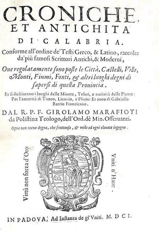 Rarit bibliografica di storia calabrese: Marafioti - Croniche e antichit di Calabria - Padova 1601