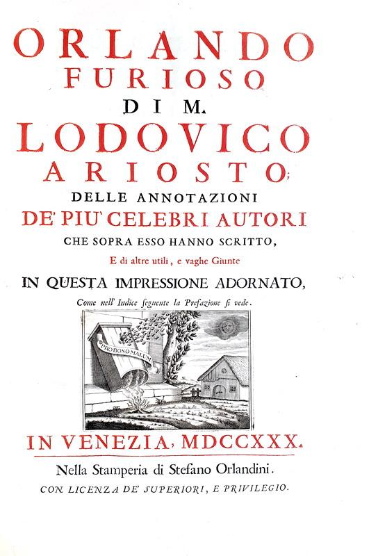 Un celebre figurato: Ludovico Ariosto - Orlando furioso e Opere - Venezia 1730 (con 52 belle tavole)