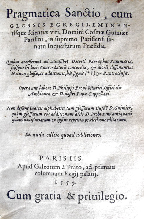 Pragmatica sanctio cum glossis - 1555 Pragmatica sanctio cum glossis - 1555