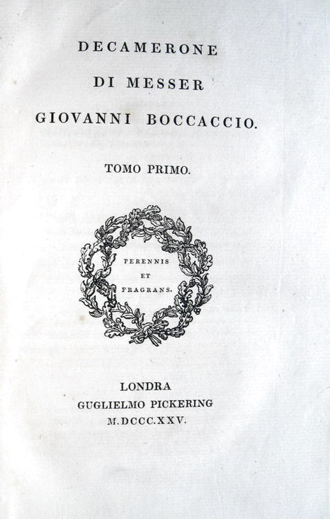 Giovanni Boccaccio - Decamerone curato da Ugo Foscolo - Londra, Pickering 1825