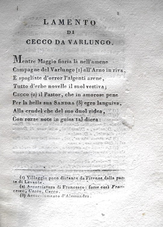 Baldovini Il lamento di Cecco da Varlungo 1800