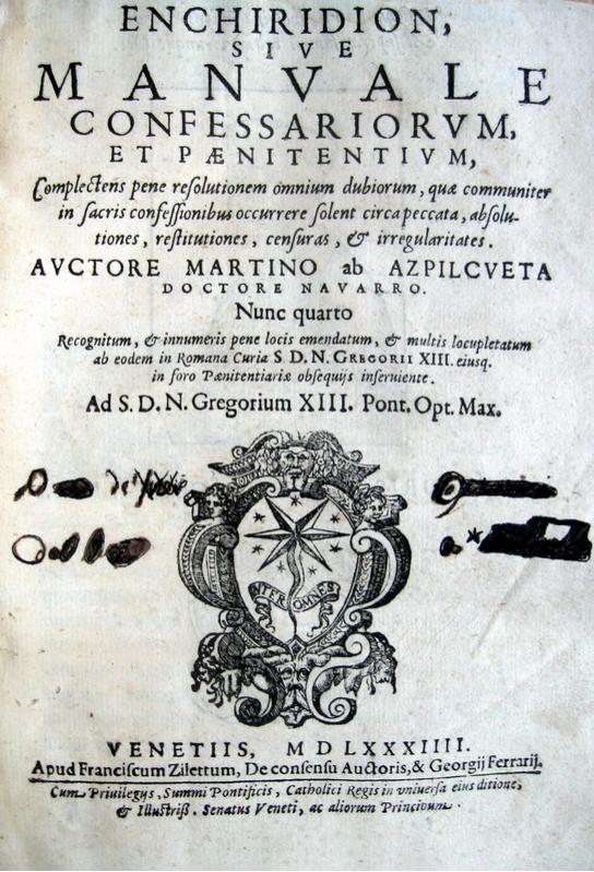 Azpilcueta - Enchiridion sive manuale confessariorum - 1584