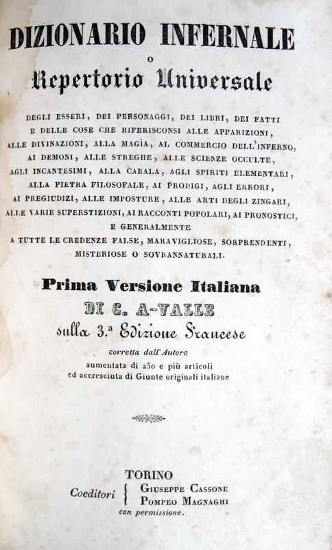 Collin de Plancy - Dizionario infernale - Torino 1860 ca.