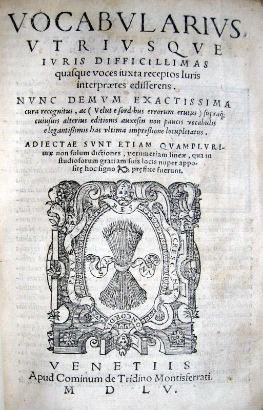 de Nebrija - Alberico da Rosciate - Caccialupi - Vocabularius utriusque iuris - 1555