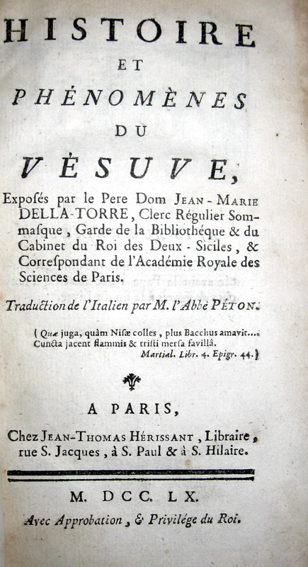 Della Torre - Histoire et phenomenes du Vesuve - 1760