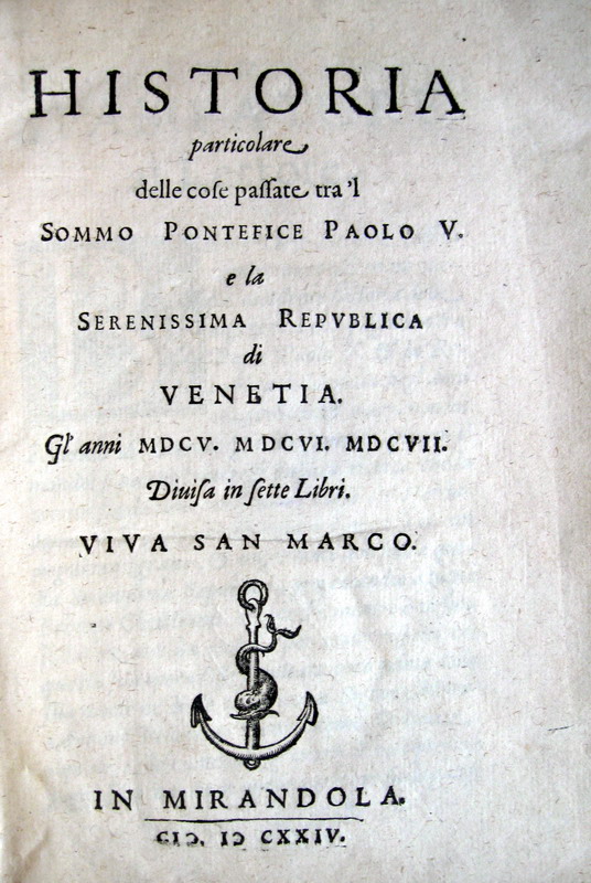 Sarpi, Interdetto - Agosti, Grigioni in Valtellina - 1624