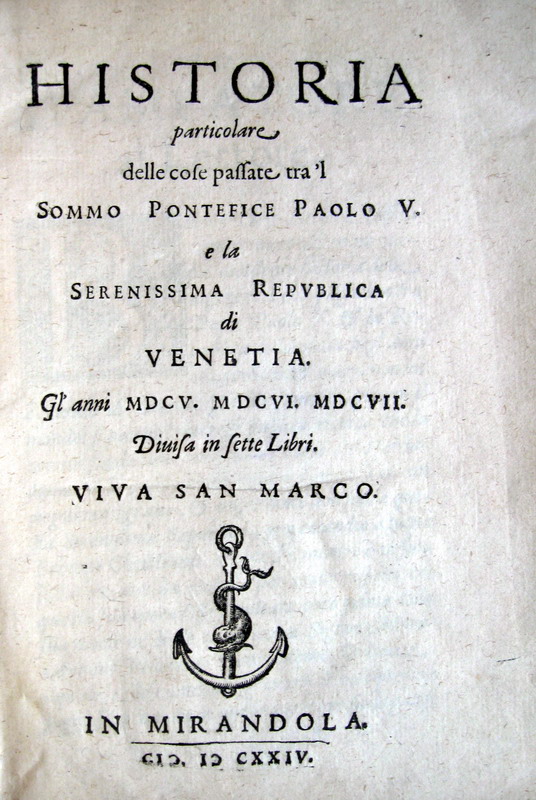 Sarpi, Interdetto - Agosti, Grigioni in Valtellina - 1624