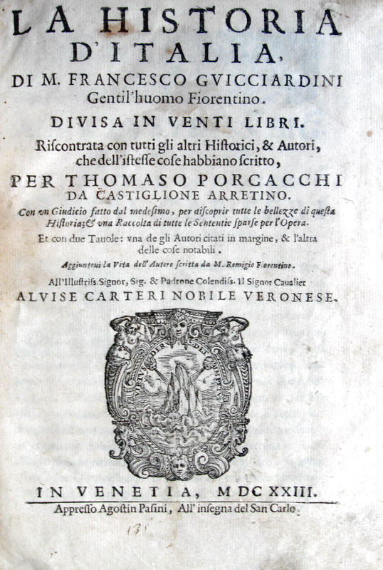 Francesco Guicciardini - La historia d�Italia divisa in venti libri - 1623