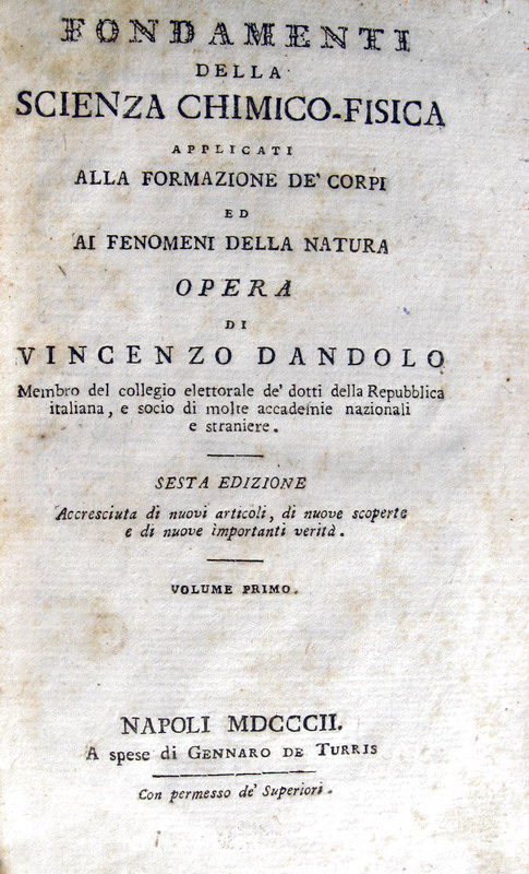 Vincenzo Dandolo - Fondamenti della scienza chimico-fisica - 1802