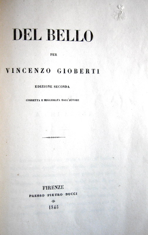 Vincenzo Gioberti - Del bello - 1845