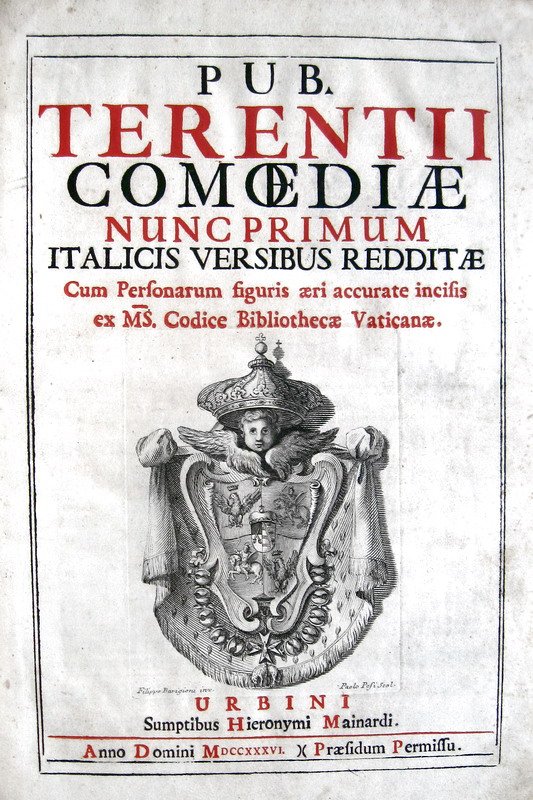Le Commedie di Terenzio con testo a fronte e 156 figure - 1736 Le Commedie di Terenzio con testo a fronte e 156 figure - 1736