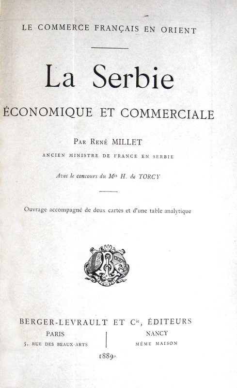 Millet - La Serbie economique et commerciale - 1889