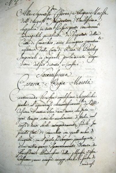 Petizione della citt� di Comacchio a Leopoldo - imperatore