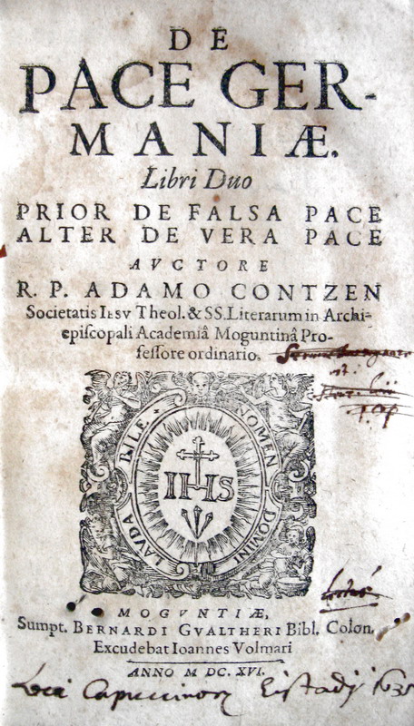 Adam Contzen - De pace Germaniae - 1616