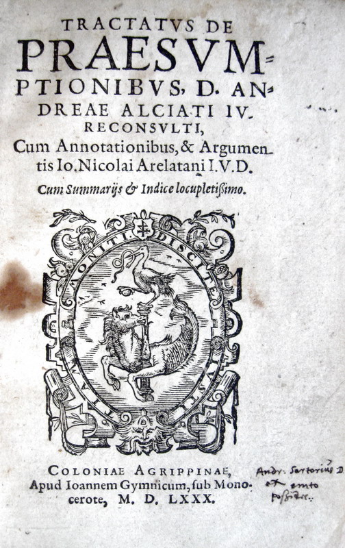 Andrea Alciato - Tractatus de praesumptionibus - 1580