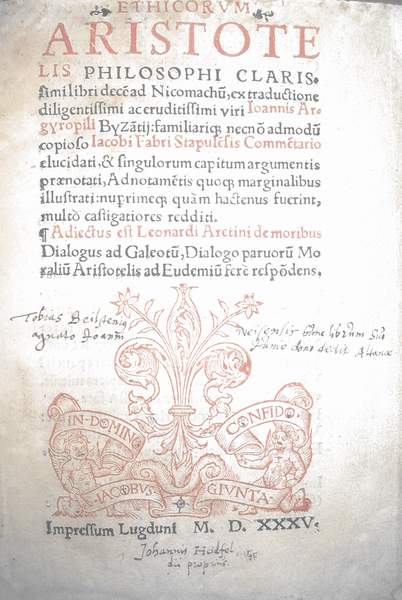 Aristotele - Aristoteles Ethicorum Aristotele - Aristoteles Ethicorum