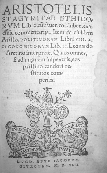 Aristotele: Etica nicomachea