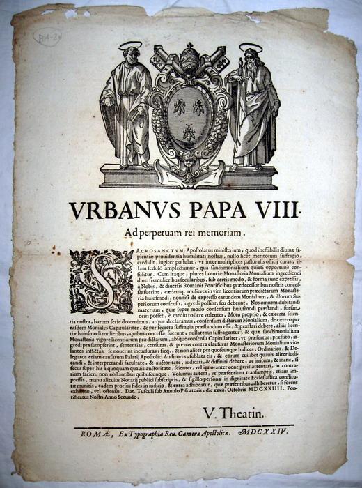 Urbano VIII sulle monache di clausura - 1624