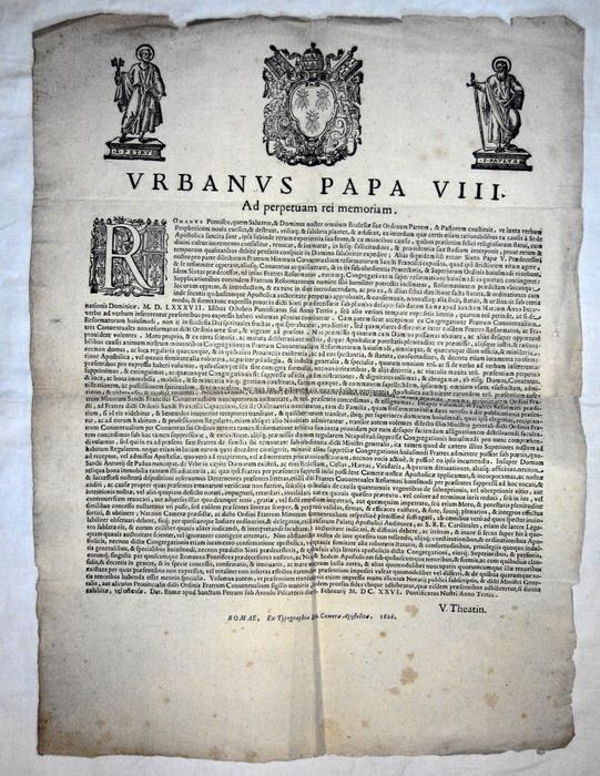 Urbano VIII sulle riforme di Sisto V - 1626