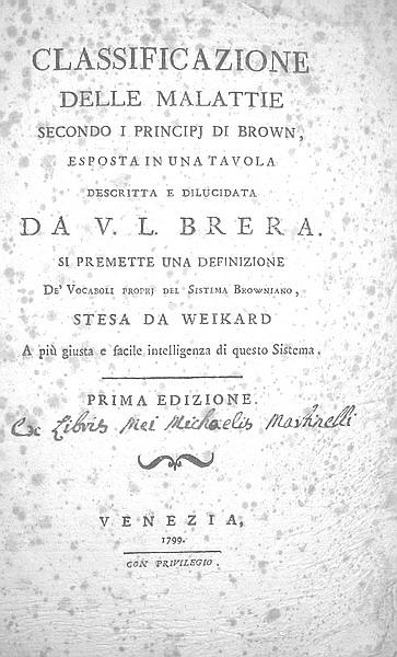Valeriano Brera - Classificazione delle malattie