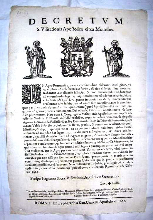 Decreto sul lavoro minorile a Roma - 1660