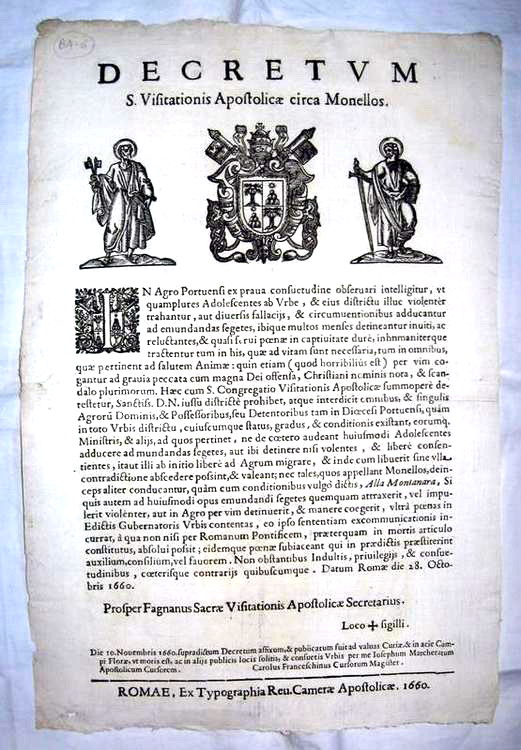 Decreto sul lavoro minorile a Roma - 1660 Decreto sul lavoro minorile a Roma - 1660