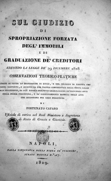 Cafaro - Sul giudizio di spropriazione - 1829