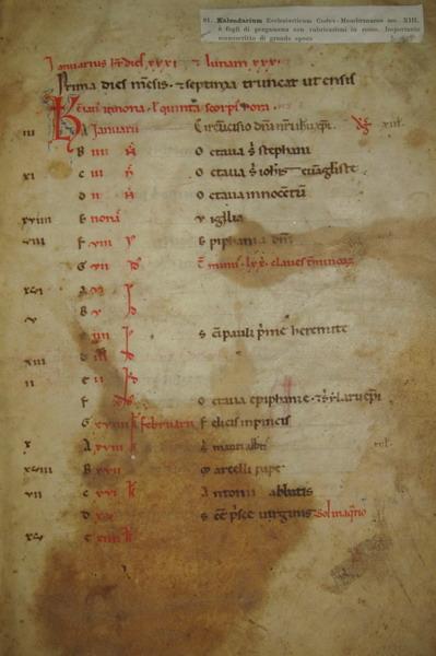 Calendario giuliano - XIII secolo