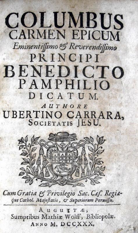Carrara - Columbus carmen epicum - 1730 Carrara - Columbus carmen epicum - 1730