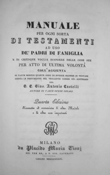 Castelli, Carcano, Foramini - Testamenti e diritto notarile