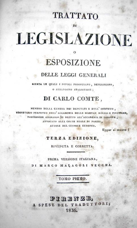 Charles Comte - Trattato di legislazione - 1836