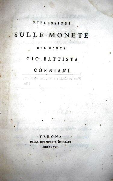 Giambattista Corniani - Riflessioni sulle monete - 1796