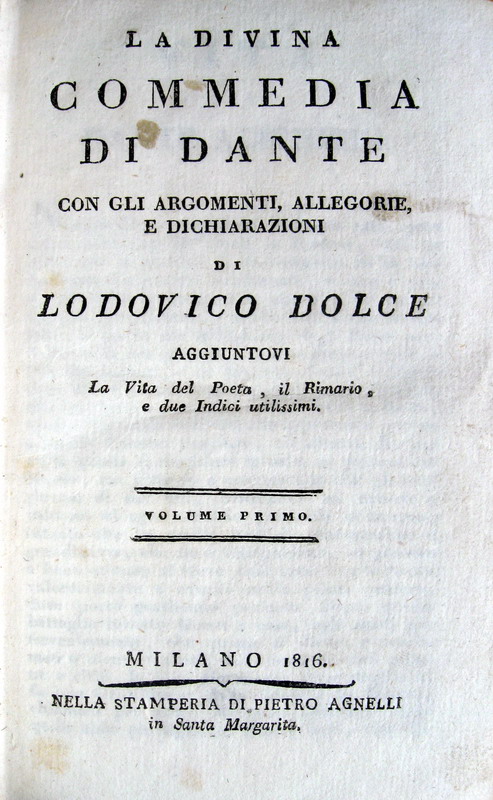 Dante Alighieri - La Divina commedia - Milano 1816