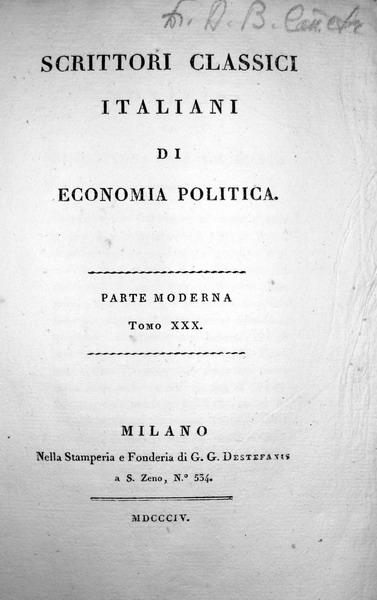 Giambattista Gherardo D'Arco - Opere economiche Giambattista Gherardo D'Arco - Opere economiche