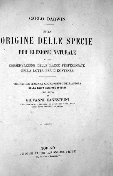 Darwin - Sulla origine delle specie per elezione naturale - 1875