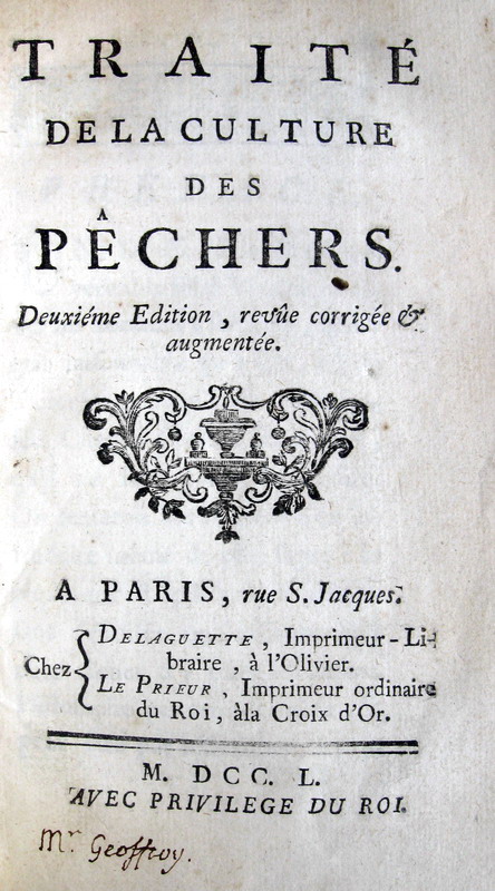 De Combles - Traite de la culture des pechers - 1750