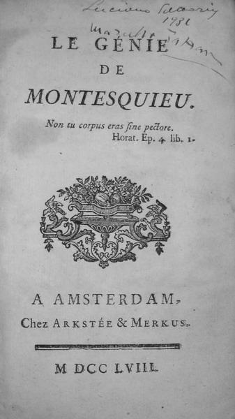 Alexandre Deleyre - Le genie de Montesquieu