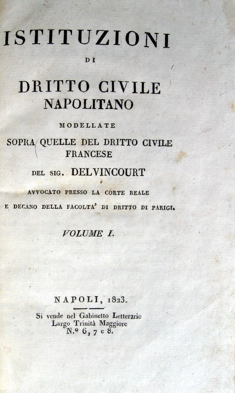 Delvincourt - Istituzioni di dritto civile napolitano - 1823