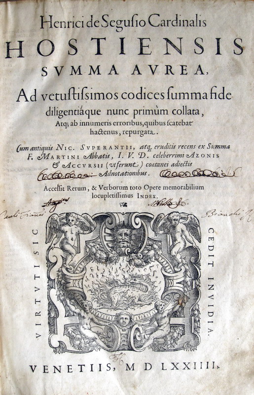 Enrico da Susa (Ostiense) - Summa aurea - 1574