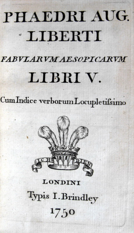 Fhaedrus - Fabularum Aesopicarum libri V - London 1750