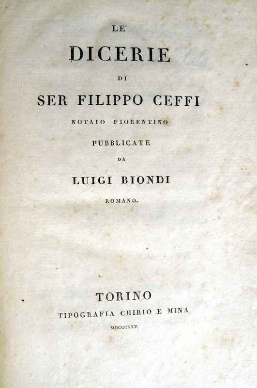 Filippo Ceffi - Dicerie - 1825 (prima edizione postuma)