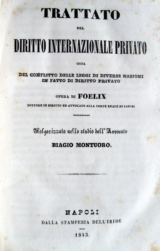 Foelix - Trattato di diritto internazionale privato - 1843
