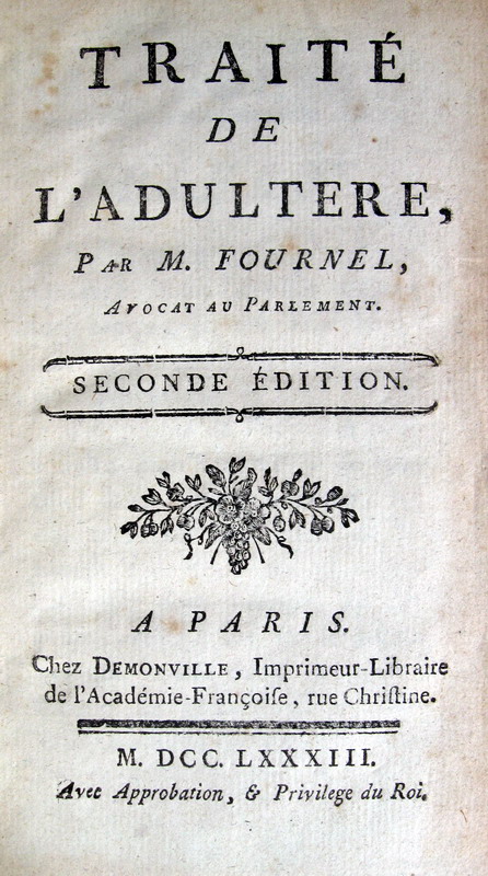 Fournel - Trait de l'adultaire - 1783