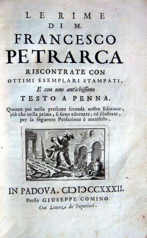 Francesco Petrarca - Le Rime - edizione Comino 1732 Francesco Petrarca - Le Rime - edizione Comino 1732