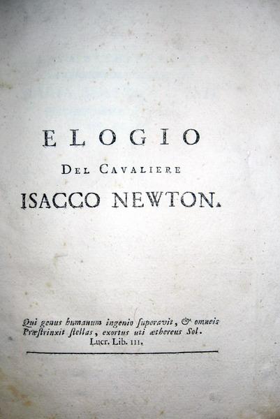 Paolo Frisi - Elogio del cavaliere Isacco Newton - 1778